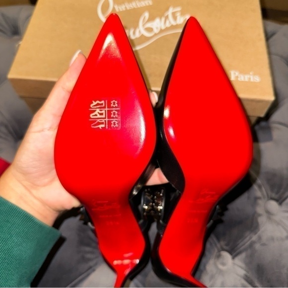 New Size 35.5 Christian Louboutin Miss Goldora 85 Black Backless Mule Heel - Picture 10 of 16